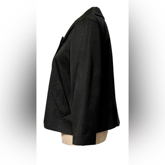 STYLE & CO Black Dressy Crop Coat Blazer Sparkly Shine Buttoned Pleated, 18 - Picture 3 of 14